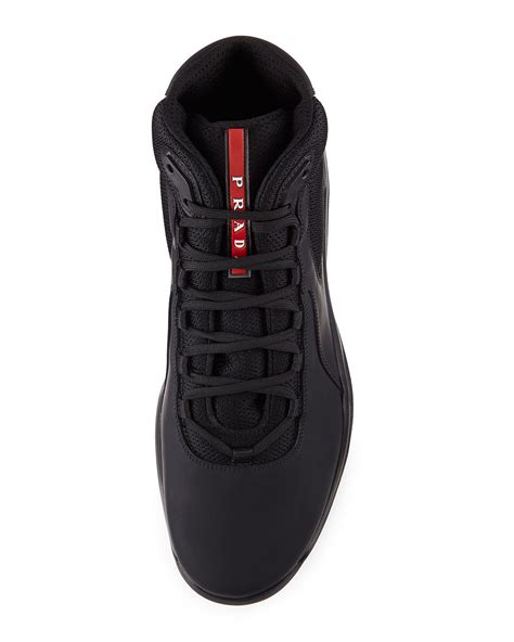 prada americas cup mens black high top sneakers|prada americas cup farfetch.